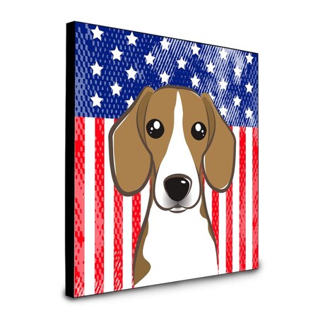 Carolines Treasures 8 x 8 x 0.625 in. American Flag & Beagle Artwork Panel Wall Decor BB2169UP88